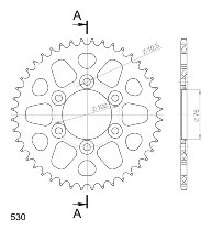 Supersprox alluminio rocchetto per catena 530 - 44Z (nero)