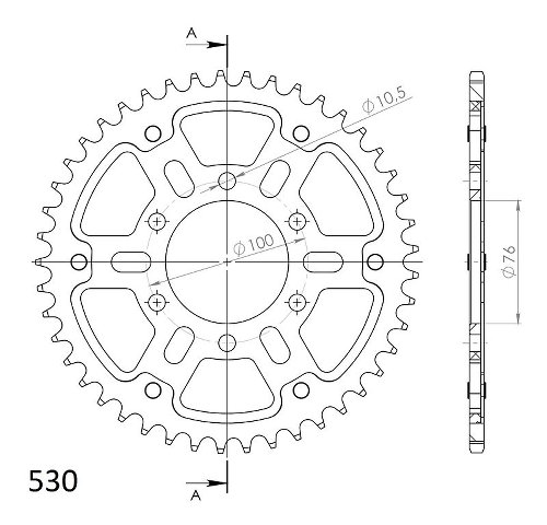 Supersprox Stealth Chain wheel 530 - 44Z (black)