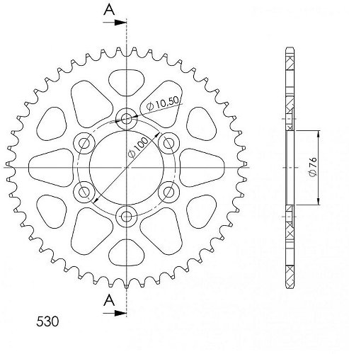 Supersprox aluminio rueda de cadena 530 - 46Z (negro)