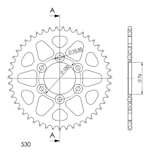 Supersprox aluminio rueda de cadena 530 - 47Z (negro)