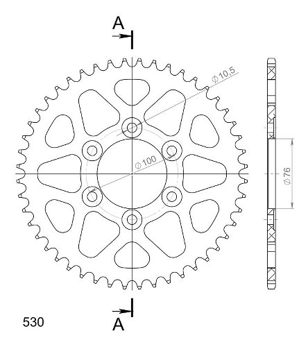 Supersprox aluminio rueda de cadena 530 - 48Z (negro)