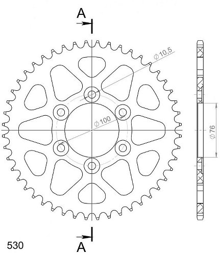 Supersprox aluminio rueda de cadena 530 - 49Z (negro)