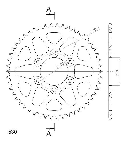 Supersprox aluminium roue d`entrainement 530 - 50Z (noir)