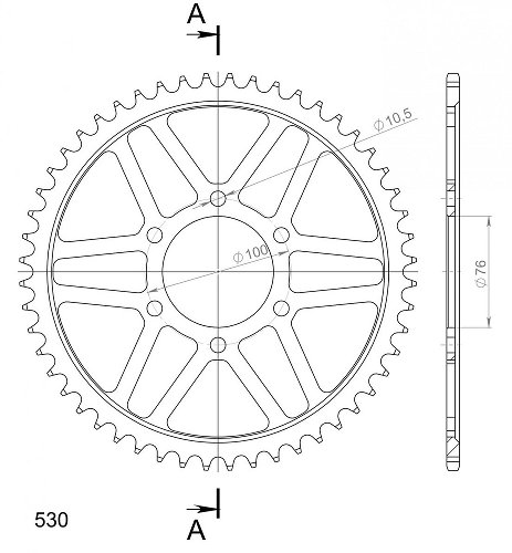 Supersprox acciaio rocchetto per catena 530 - 53Z (nero)