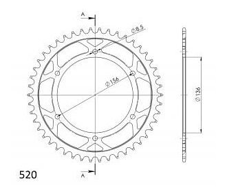 Supersprox acier roue d`entrainement 520 - 46Z (noir)