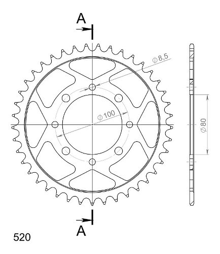 Supersprox acciaio rocchetto per catena 520 - 41Z (nero)