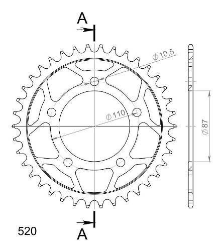 Supersprox acier roue d`entrainement 520 - 38Z (noir)