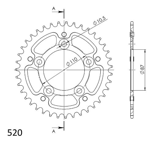 Supersprox Stealth rueda de cadena 520 - 39Z (oro)