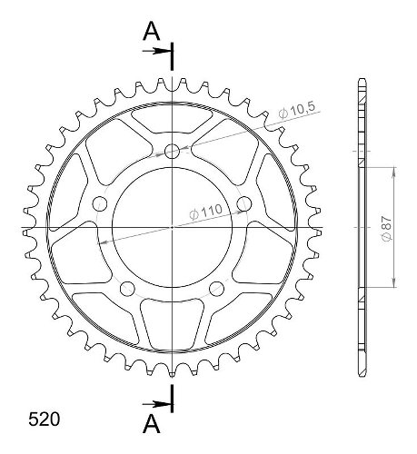 Supersprox Stahl-Kettenrad 520 - 41Z (schwarz)