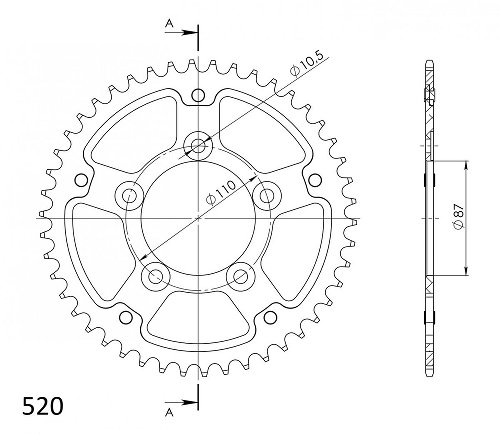 Supersprox Stealth Chain wheel 520 - 42Z (gold)