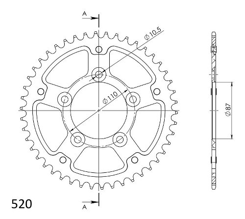 Supersprox Stealth Chain wheel 520 - 44Z (blue)