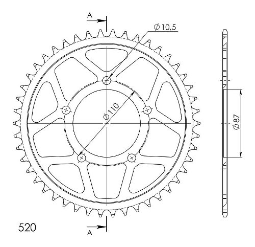 Supersprox Steel Edge chain wheel 520 - 46Z (black)