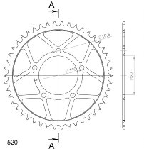 Supersprox acciaio rocchetto per catena 520 - 47Z (nero)