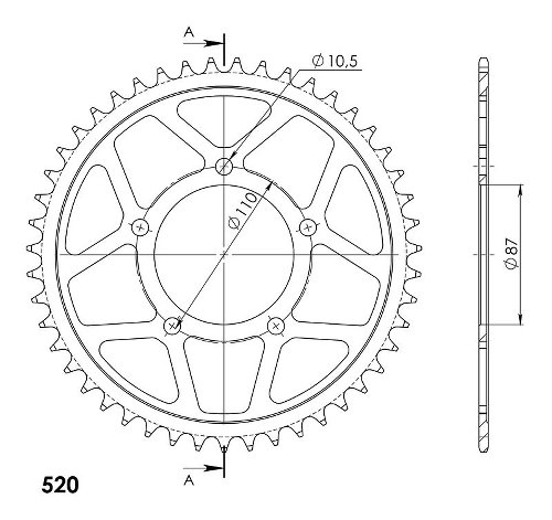 Supersprox Steel Edge chain wheel 520 - 47Z (black)