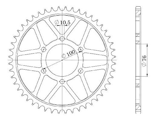 Supersprox Steel Chain wheel 532 - 44Z (black)