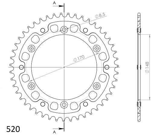 Supersprox Stealth rueda de cadena 520 - 42Z (negro)