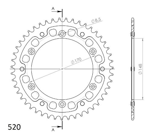 Supersprox Stealth-Kettenrad 520 - 47Z (gold)