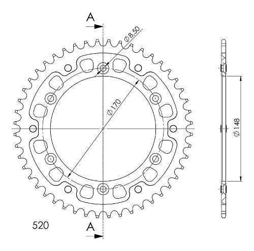 Supersprox Stealth Chain wheel 520 - 48Z (black)