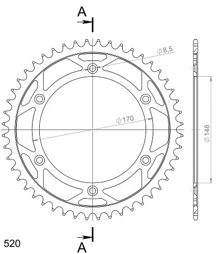 Supersprox Steel Chain wheel 520 - 50Z (black)