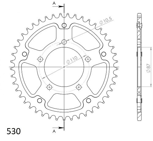 Supersprox Stealth rueda de cadena 530 - 42Z (azul)