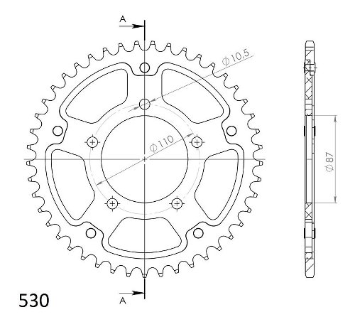 Supersprox Stealth Chain wheel 530 - 45Z (black)