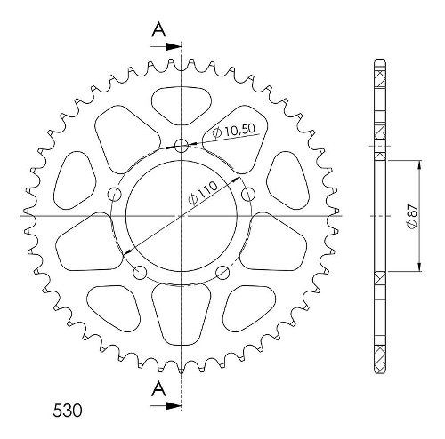 Supersprox aluminio rueda de cadena 530 - 47Z (negro)