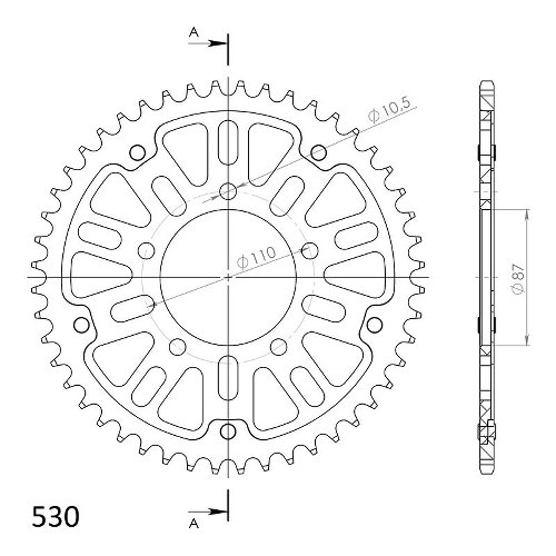 Supersprox Stealth rocchetto per catena 530 - 47Z (nero)