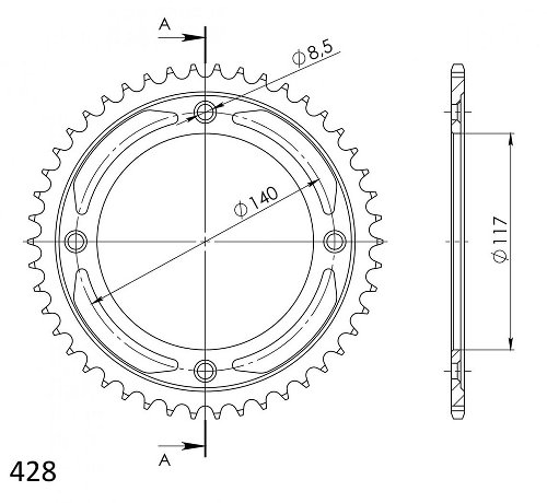 Supersprox acier roue d`entrainement 428 - 48Z (noir)