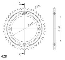 Supersprox acier roue d`entrainement 428 - 48Z (noir)