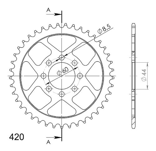 Supersprox acciaio rocchetto per catena 420 - 41Z (nero)