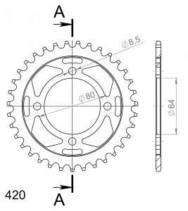 Supersprox acero rueda de cadena 420 - 37Z (negro)