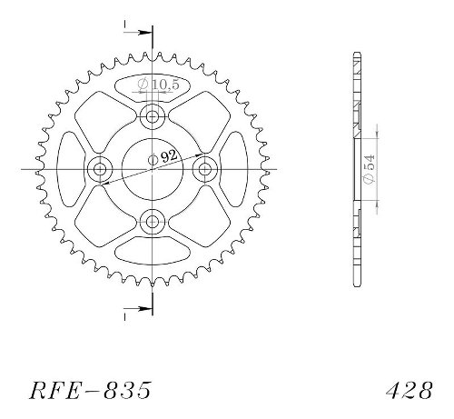 Supersprox acciaio rocchetto per catena 428 - 46Z (nero)