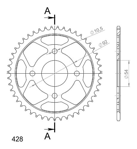 Supersprox acier roue d`entrainement 428 - 47Z (noir)