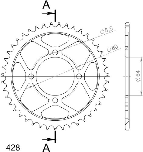 Supersprox acciaio rocchetto per catena 428 - 42Z (nero)