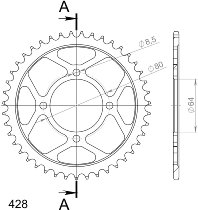 Supersprox acciaio rocchetto per catena 428 - 42Z (nero)