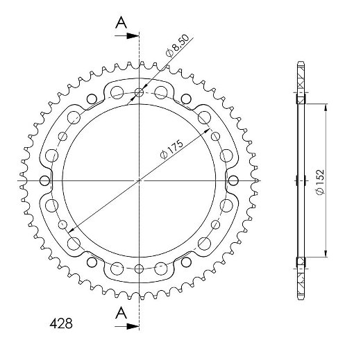 Supersprox Stealth Chain wheel 428 - 57Z (gold)