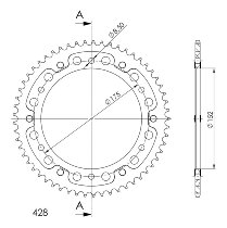 Supersprox Stealth rueda de cadena 428 - 57Z (oro)