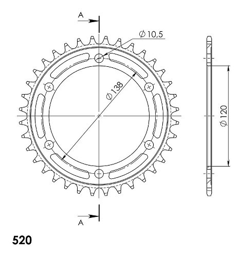 Supersprox acier roue d`entrainement 520 - 36Z (noir)