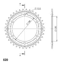 Supersprox acciaio rocchetto per catena 520 - 36Z (nero)