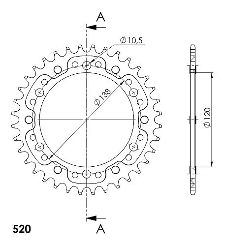 Supersprox Stealth rueda de cadena 520 - 36Z (azul)