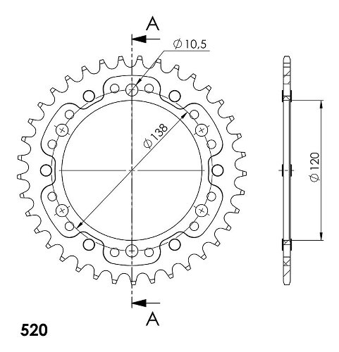 Supersprox Stealth Chain wheel 520 - 37Z (gold)