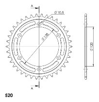 Supersprox acero rueda de cadena 520 - 38Z (negro)