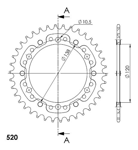 Supersprox Stealth-Kettenrad 520 - 38Z (blau)