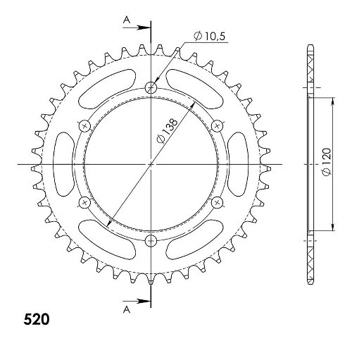 Supersprox alluminio rocchetto per catena 520 - 41Z (nero)