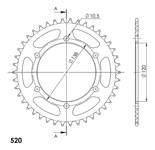 Supersprox aluminium roue d`entrainement 520 - 42Z (noir)