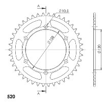 Supersprox aluminio rueda de cadena 520 - 42Z (negro)