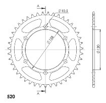 Supersprox alluminio rocchetto per catena 520 - 43Z (nero)