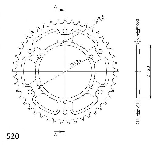 Supersprox Stealth Chain wheel 520 - 38Z (gold)