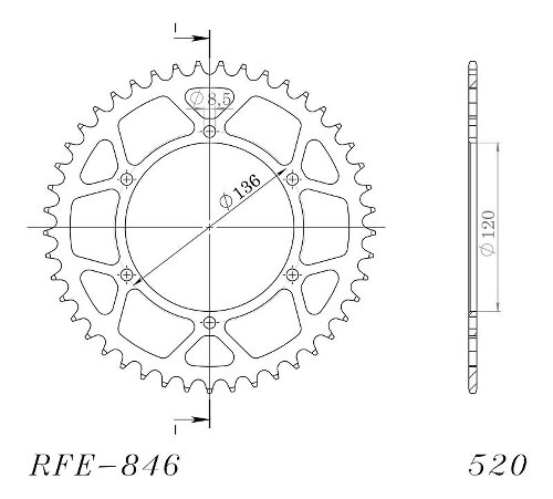 Supersprox acier roue d`entrainement 520 - 43Z (noir)