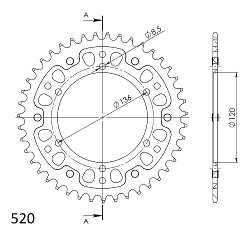 Supersprox Stealth rueda de cadena 520 - 43Z (azul)